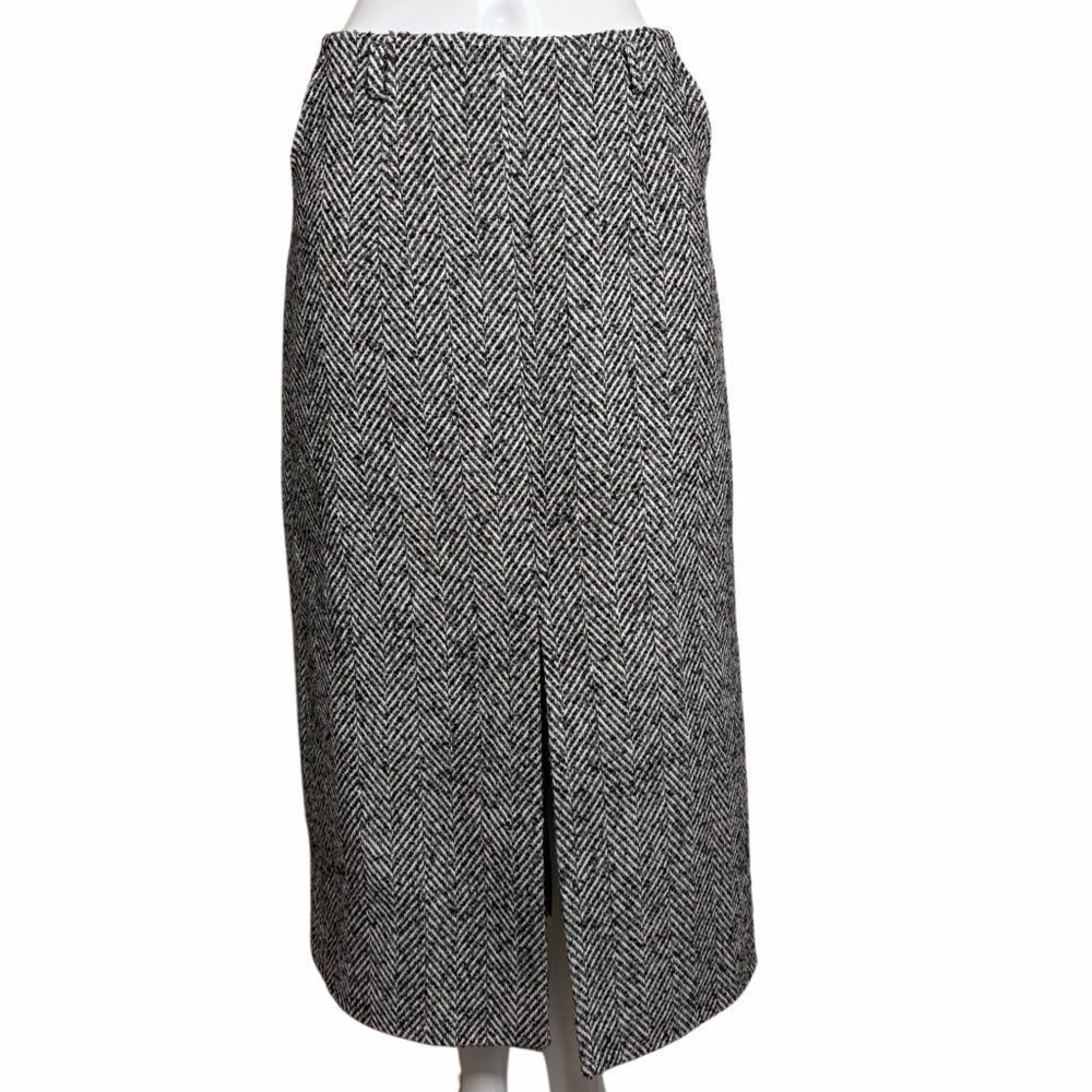 MOTF Studio Herringbone split hem zipper skirt grey size medium